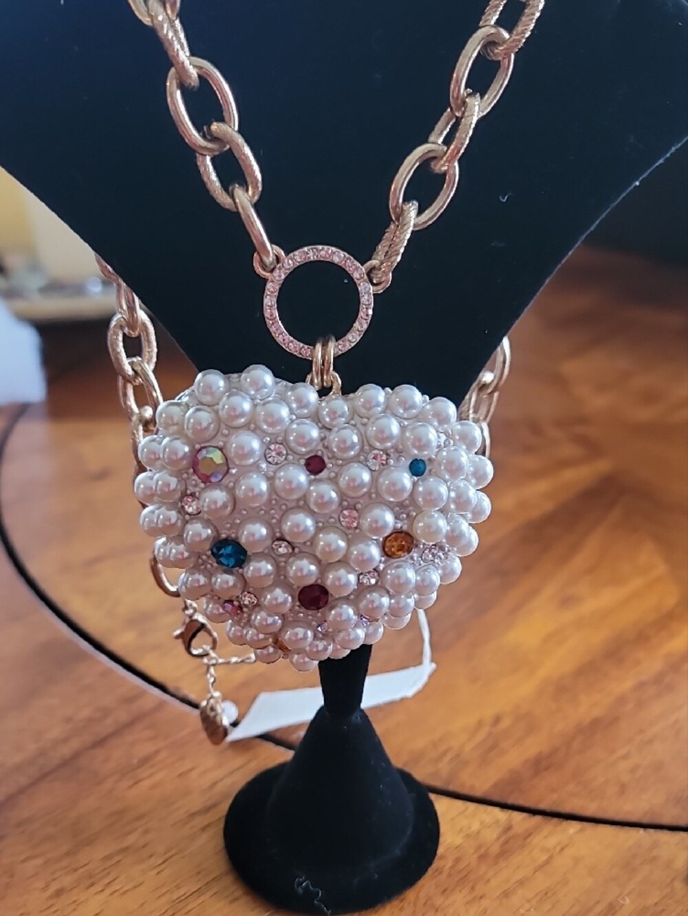 Betsy Johnson Pearl-Embellished Heart Charm Necklace & Bracelet - White - Picture 2 of 3